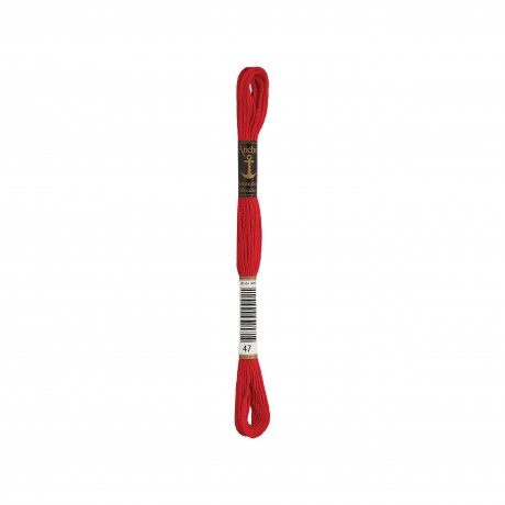 Meada de linha de bordar Anchor Stranded Cotton, filosele cor 47 vermelho Meada de linha de bordar Anchor Stranded Cotton, filosele cor 47 vermelho